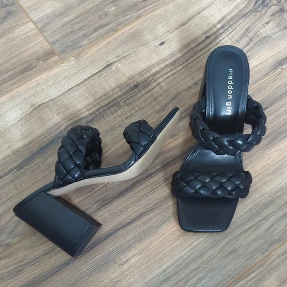 NWOT Madden Girl Heel mules. Black braided mules size 7.5.
